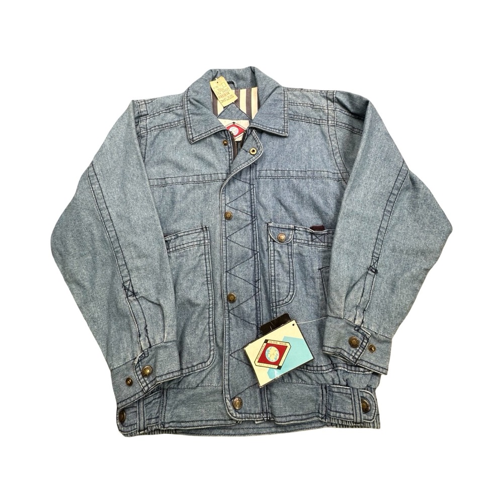 Horizon Denim Jacket Youth M Light Blue Zip Up Vintage Cotton Western